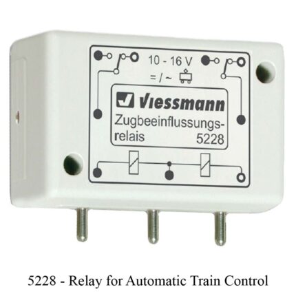 A Viessmann relay module for automatic train control with three terminals and a diagram on its label. Train Model & Railway Accessories available @ The Trainyard in Paarl