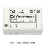 White rectangular Viessmann 5232 digital brake module with various controls and indicators. Train Model & Railway Accessories available @ The Trainyard in Paarl