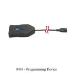 Black rectangular programming device with a USB connector and a flexible cable